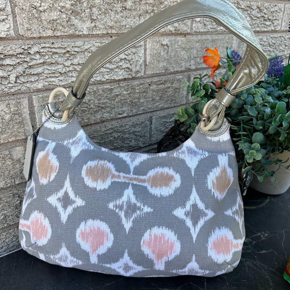 Authentic Coach Kristin Op Art Signature IKAT Sm Hippie Hobo Purse Bag 17083 - Picture 2 of 11